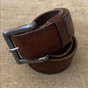 Abercrombie & Fitch Brown Textured Leather Belt with Silver Tone Hardware 36